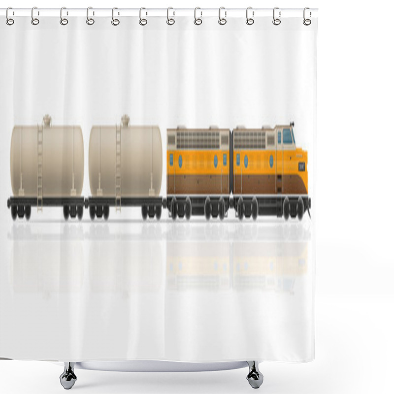 Personality  Railway Train With Locomotive And Wagons Vector Illustration Shower Curtains