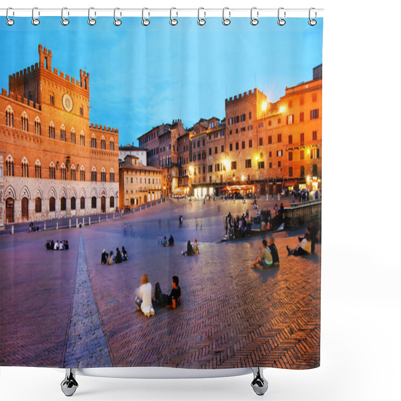 Personality  Piazza Del Campo With Palazzo Pubblico, Siena, Italy Shower Curtains