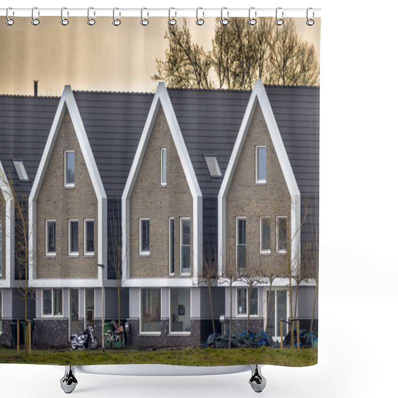 Personality  Row Of Modern Houses At Sunset Shower Curtains