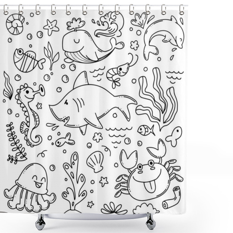 Personality  Marine Life, Collection Of Sketches For Your Design Shower Curtains