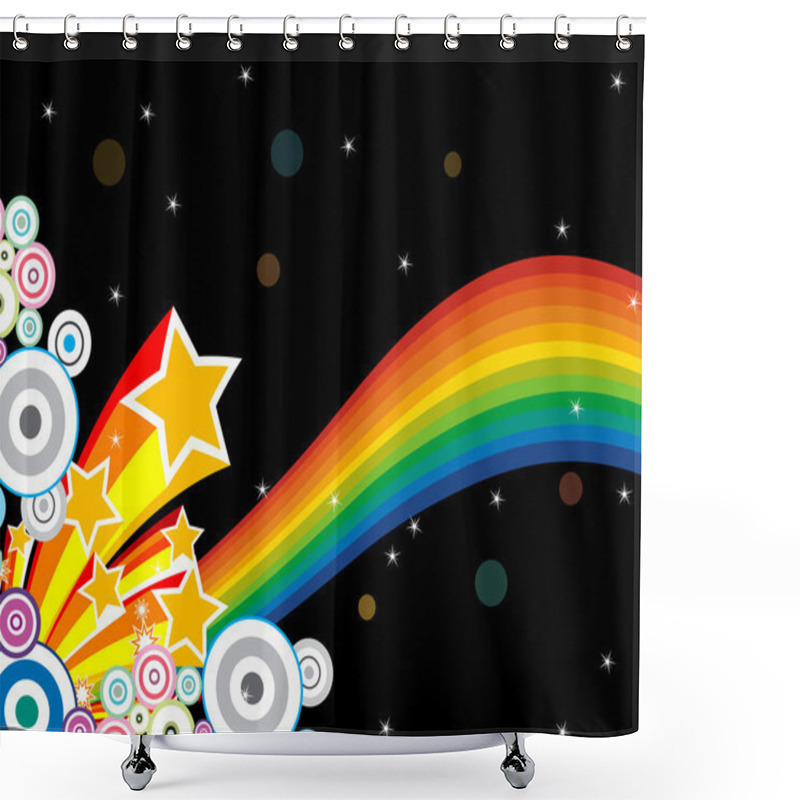 Personality  Background With Rainbow Stripes, Artwork Shower Curtains