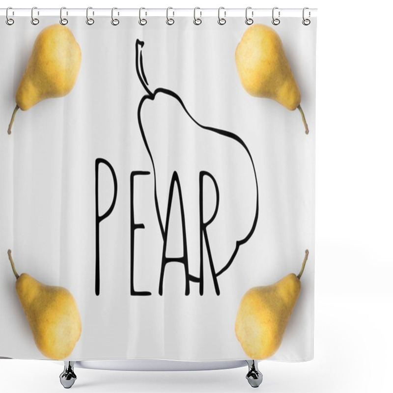 Personality  Hand Written Lettering And Drawing With Pears Around On White Surface Shower Curtains