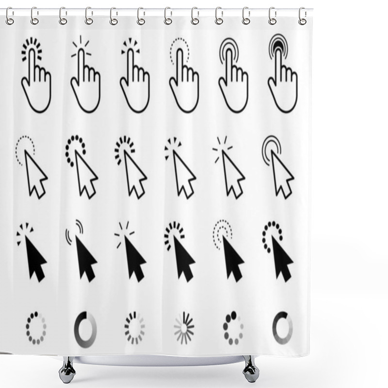 Personality  Click Cursor Set. Computer Pointer Hand And Arrow Icon. Press Pick Action Element. Vector Web Interface Elements. Shower Curtains