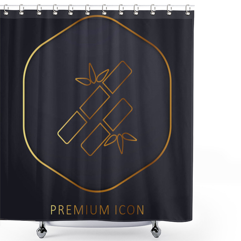 Personality  Bamboo Sticks Spa Ornament Golden Line Premium Logo Or Icon Shower Curtains