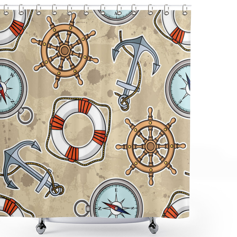 Personality  Anchors And Lifebuoys Summer Pattern Shower Curtains