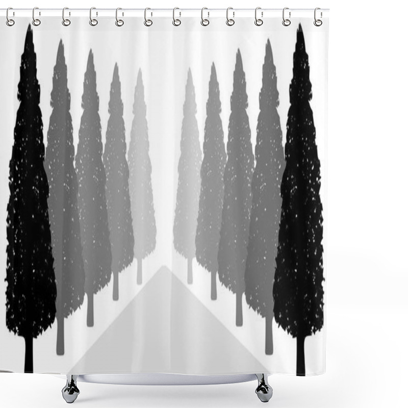 Personality  Decorative Trees Along The Road, Silhouette Vector Shower Curtains