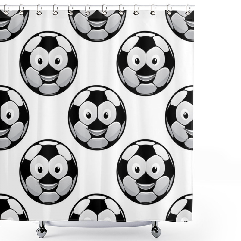 Personality  Smiling Football Balls Seamless Pattern Shower Curtains