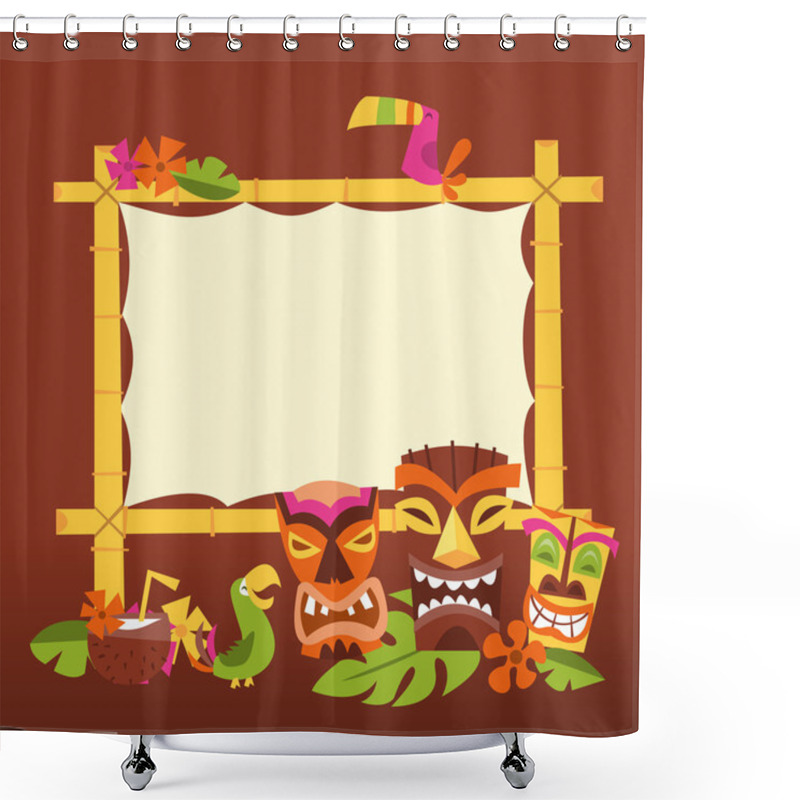 Personality  Retro Hawaiian Luau Party Tiki Sign Shower Curtains