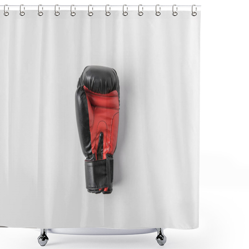 Personality  Top View Of Boxing Glove On White Surface Shower Curtains