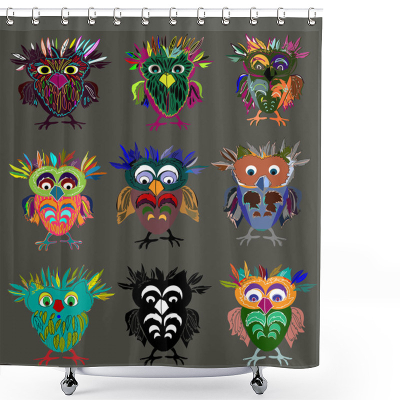 Personality  Set Of Cute Owls Shower Curtains