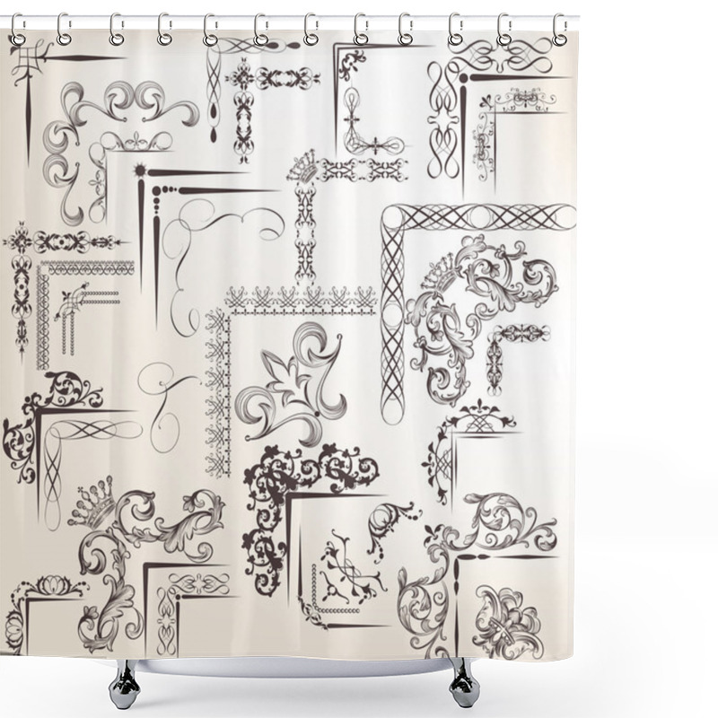 Personality  Collection Of Vector Calligraphic Borders For Design Shower Curtains