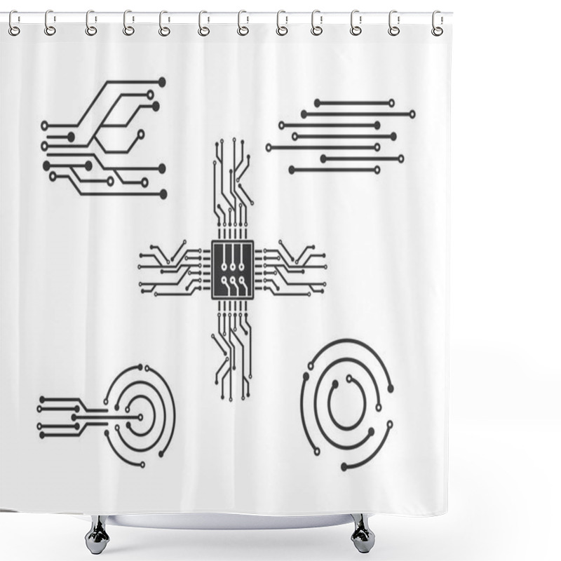 Personality  Circuit Board Line,cpu,chip Icon Logo Illustration Vector Shower Curtains