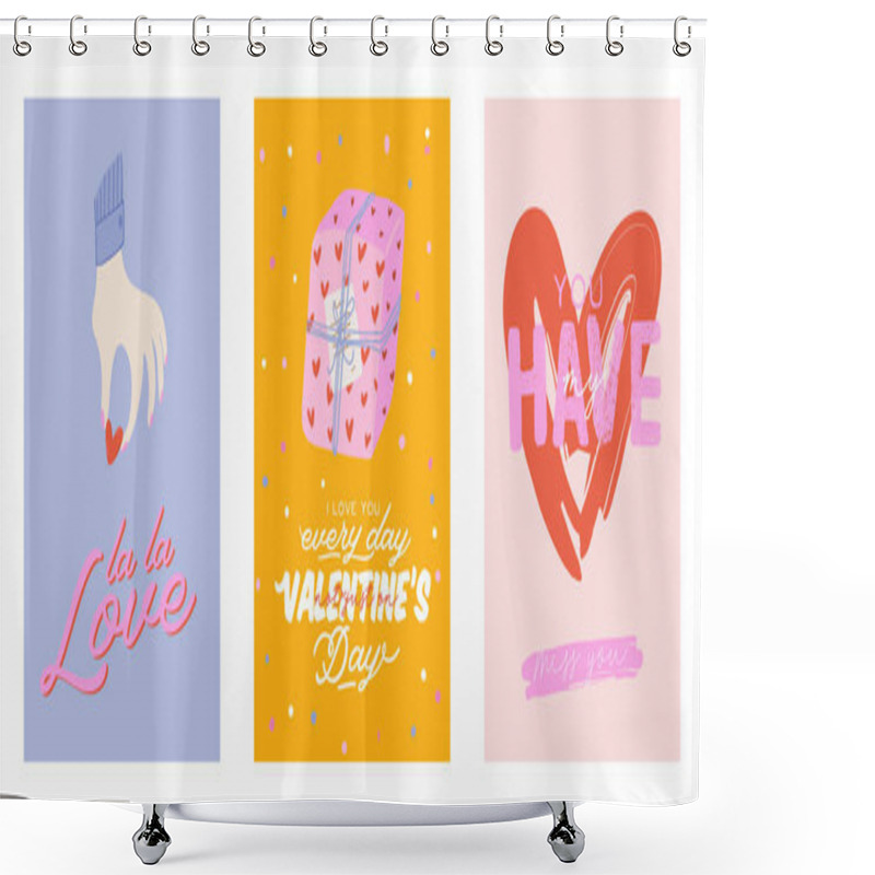 Personality  Beautiful Love Print With Valentines Day Elements. Romantic And Cute Elements And Lovely Typography Shower Curtains