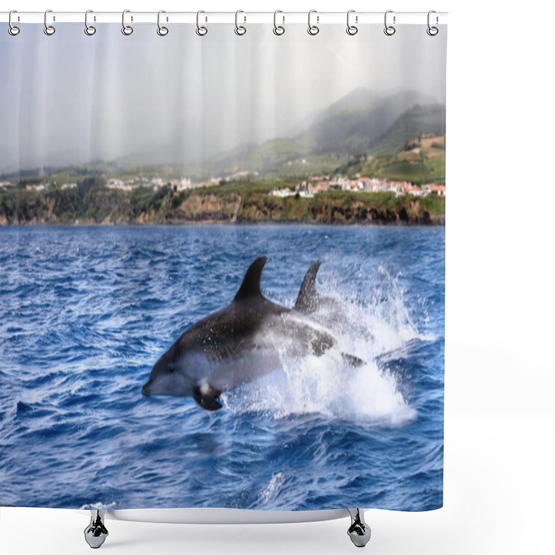 Personality  Jumping Dolphin Shower Curtains