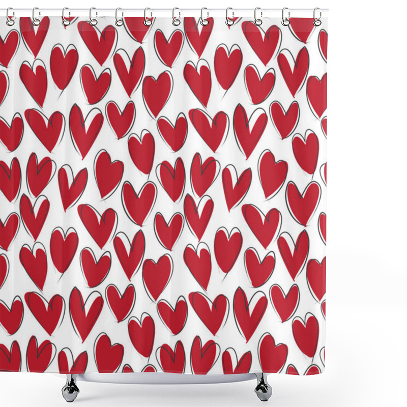 Personality  Heart Shape Brush Strokes Seamless Pattern Shower Curtains