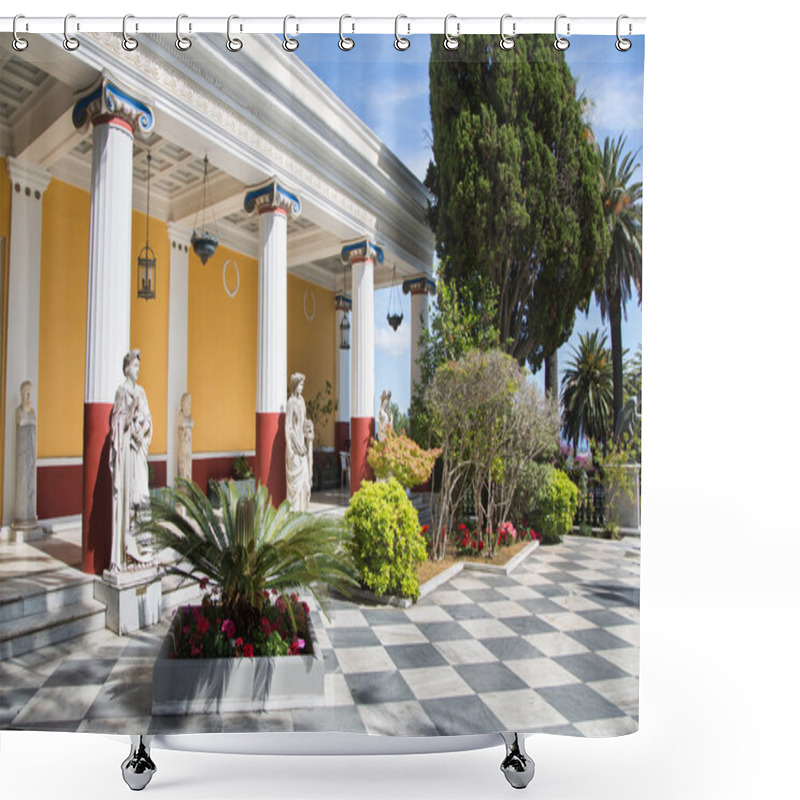 Personality  Sightseeing In Corfu Greece: Castle Of Empress Elisabeth II From Shower Curtains