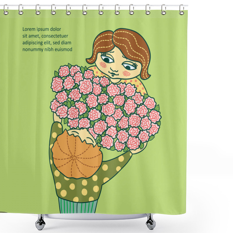 Personality  Boy Gives A Girl Flowers. Shower Curtains