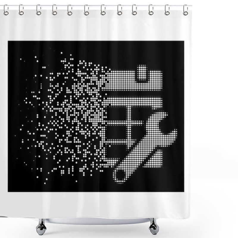 Personality  White Damaged Dotted Halftone Timetable Options Icon Shower Curtains