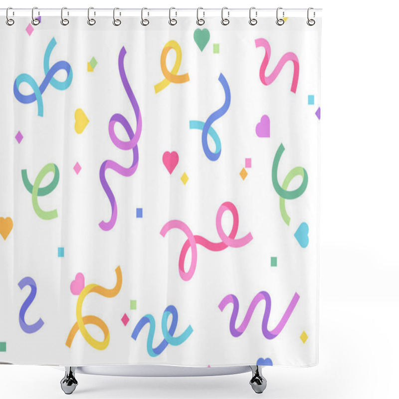 Personality   Celebration Ribbons Are Blowing Everywhere. Simple Pattern Design Template. Shower Curtains