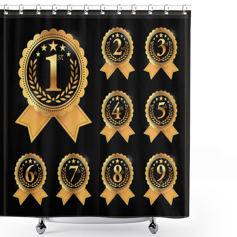 Personality  Award Golden Label Of First, Second And Third Winner. 1st, 2nd,  Shower Curtains