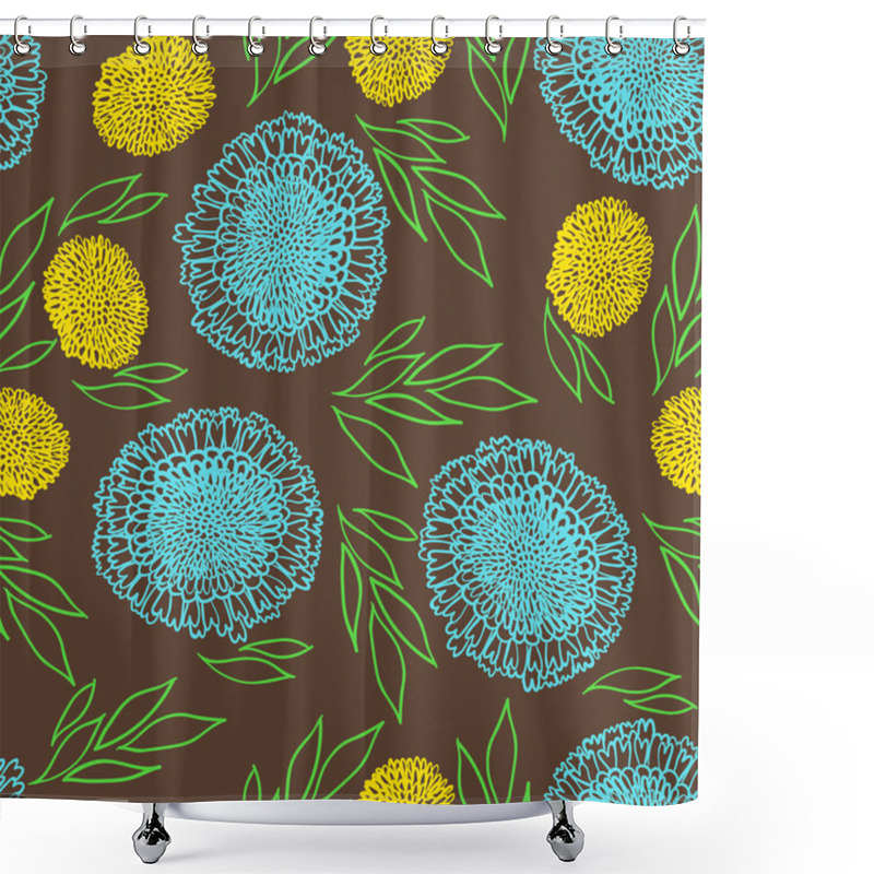 Personality  Vector Pattern With Flowers Drawn In Thin Lines Shower Curtains