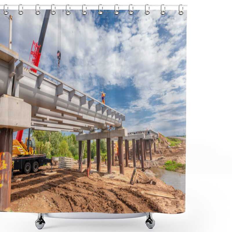 Personality  Construction Of A Bridge On A Local Road, Nameless Rivulet, 10.08,2019 Tatarstan Russia Shower Curtains