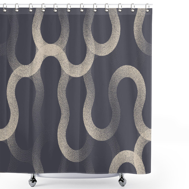 Personality  Intricate Curved Lines Vector Half Circles Seamless Pattern Retro Art Background Shower Curtains