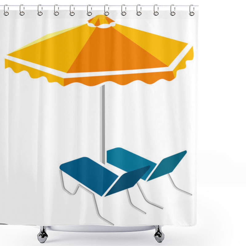 Personality  Sunbeds And Umbrella Shower Curtains