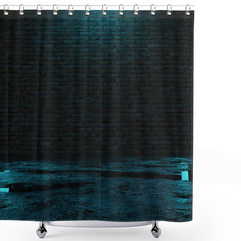 Personality  3d Rendering Of Street Asphalt With Puddles At Night Shower Curtains