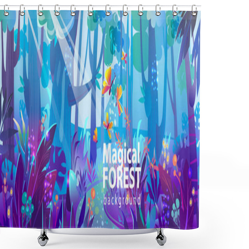 Personality  Magical Forest, Vector Fairy Tale Illustration With Trees, Flowers And Grass In Mystic Purple Light, For Game Design, Print, Websites And Mobile Phones Shower Curtains