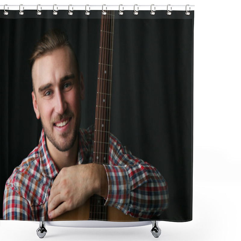 Personality  Young Man With Guitar Shower Curtains