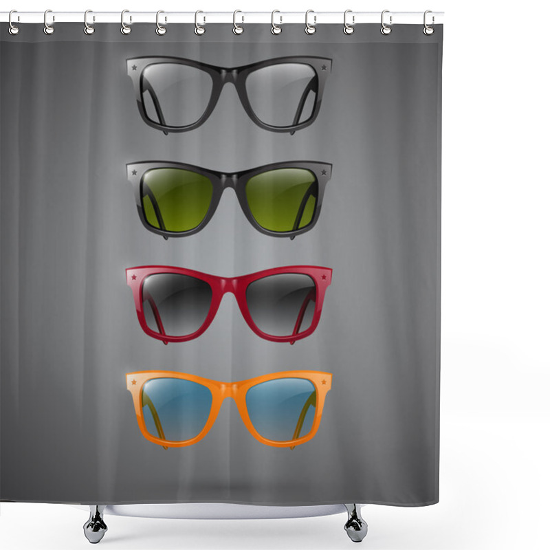 Personality  Retro Sunglasses, Vector Design Shower Curtains