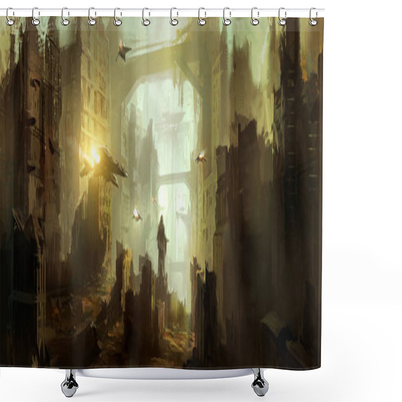 Personality  Science Fiction Scene,Digital Painting. Shower Curtains