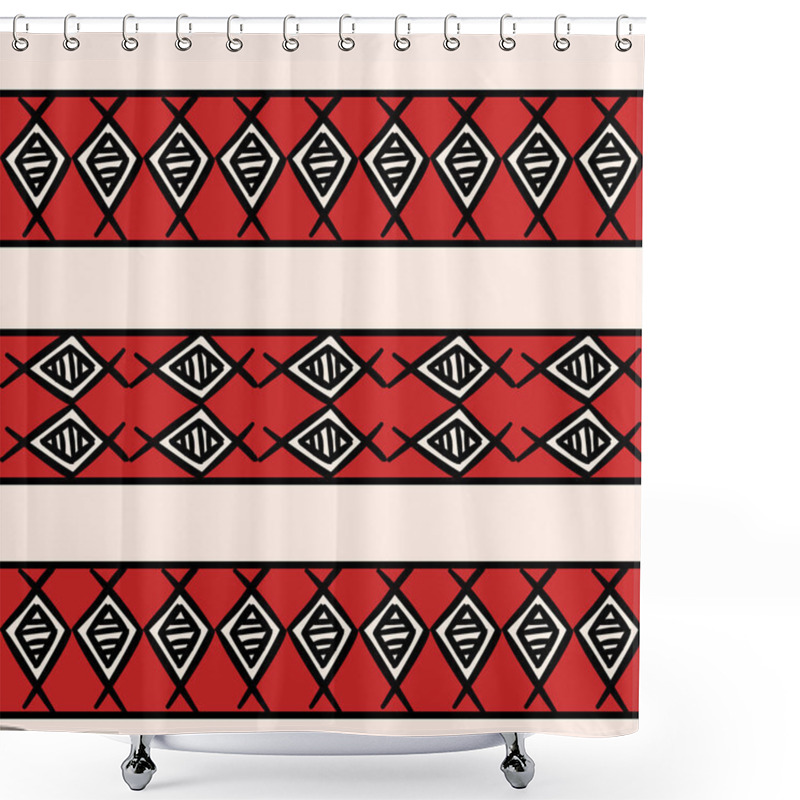 Personality  African Pattern Ready For Print. Vector Illustration Hand Made With Tribal Drawing Colorful Red Theme For Fashion Textile Wrapping Or Wallpaper Texture Background. Shower Curtains