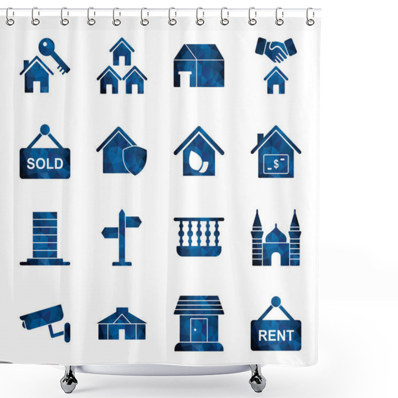 Personality  16 Icon Set Of Real Estate For Personal And Commercial Use... Shower Curtains