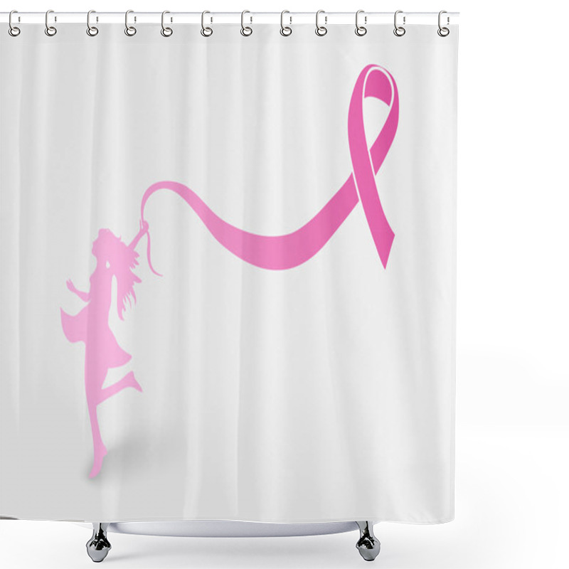 Personality  Breast Cancer Awareness Ribbon With Woman Shape EPS10 File. Shower Curtains