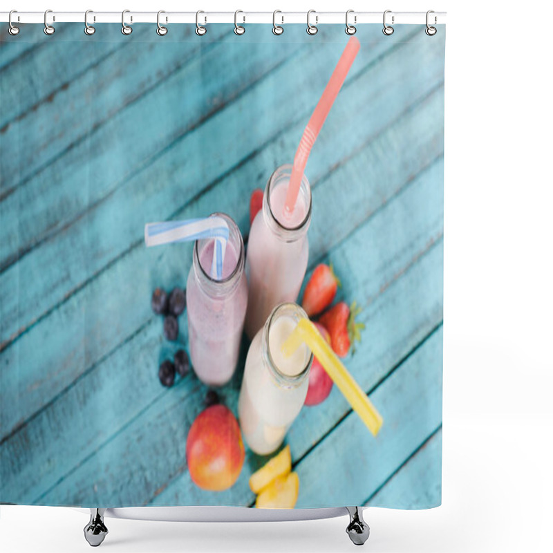 Personality  Various Milkshakes With Fruits  Shower Curtains