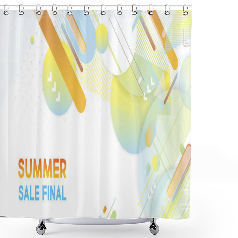 Personality  Blue And Orange Lines And Points White Background. Banner Summer Ecology Poster Triangle Vector Futuristic Light Minimal Geometric Shower Curtains