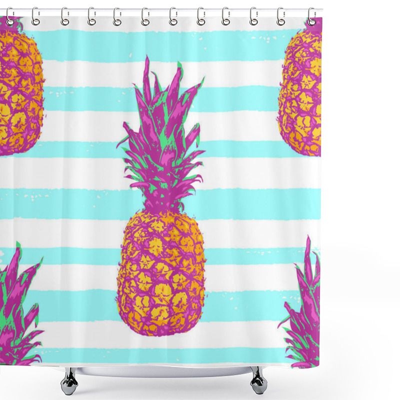 Personality  Tropical Seamless Pattern With Pineapple Shower Curtains