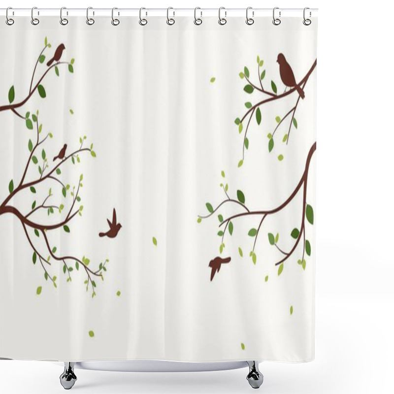 Personality  Tree Branches With Birds Shower Curtains