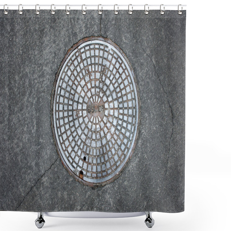 Personality  Manhole Cover Shower Curtains