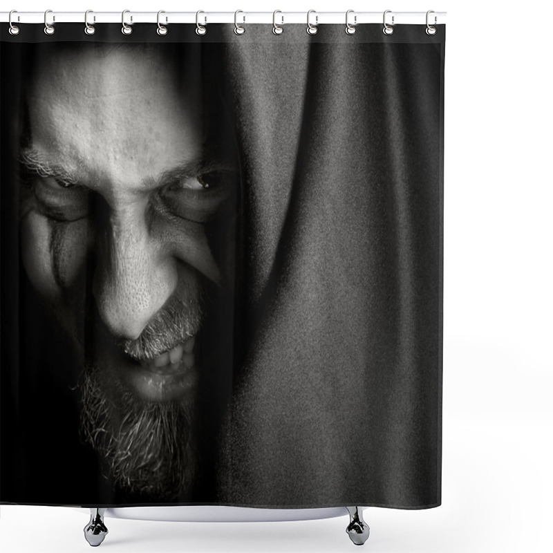 Personality  Evil Sinister Man With Malefic Wicked Grin Shower Curtains