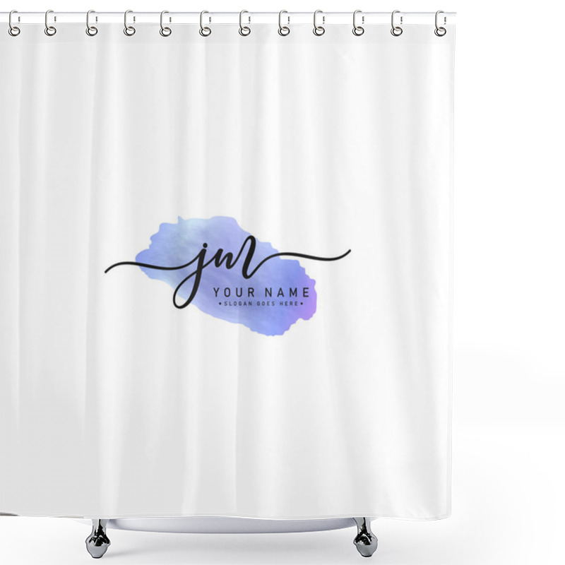 Personality  JM Initial Logo In Signature Style For Photography And Fashion Business - Watercolor Signature Logo Vector Shower Curtains