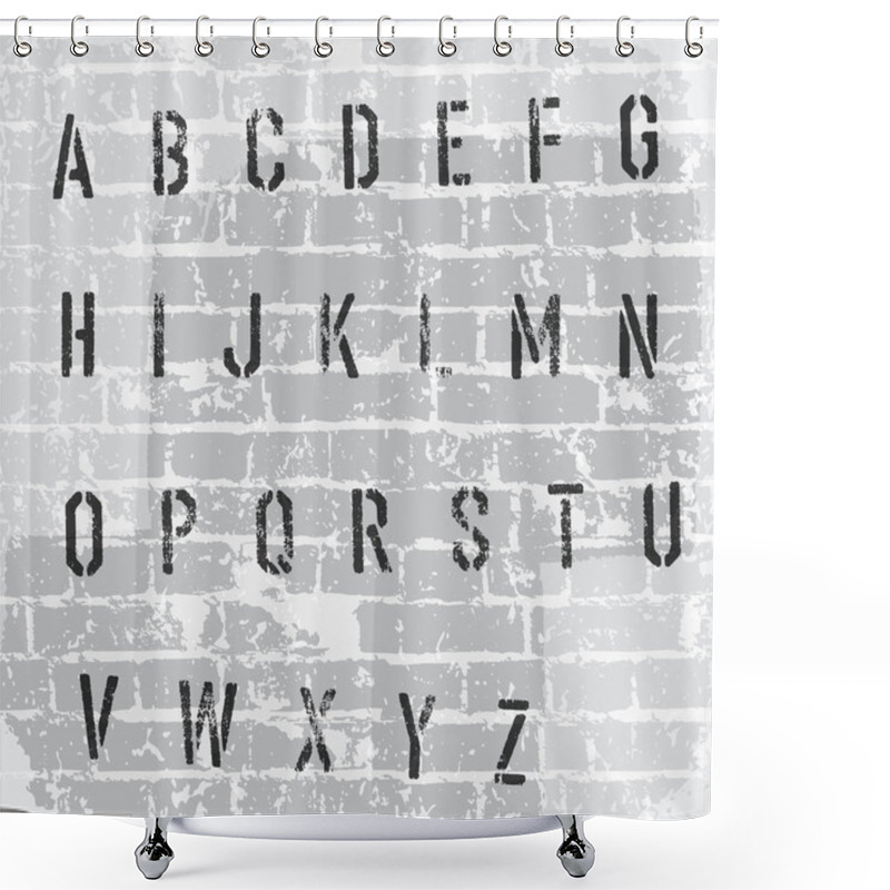 Personality  Stencil Grunge Alphabet. Vector, EPS10 Shower Curtains