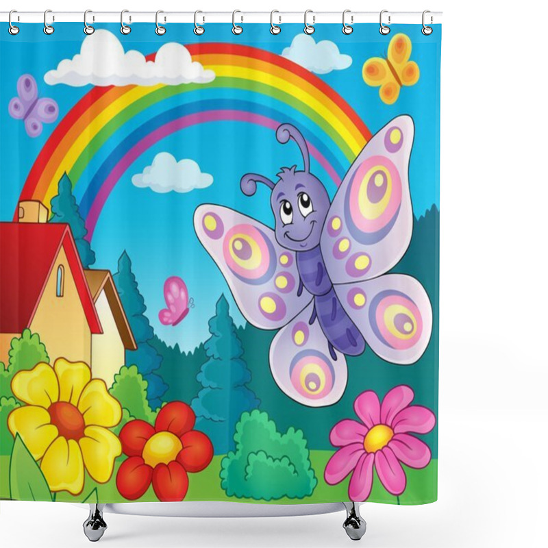 Personality  Happy Butterfly Topic Image 6 Shower Curtains