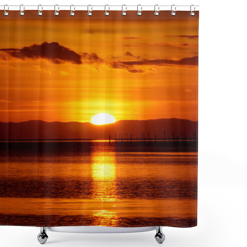 Personality  Appreciated The Sunset On The Lake, Southern Thailand. Shower Curtains