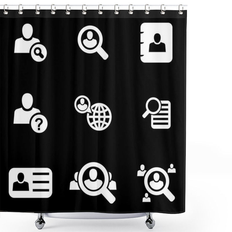 Personality  Vector White People Search Icon Set Shower Curtains