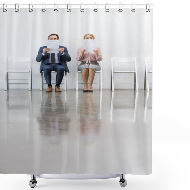 Personality  Business People Sitting On Chairs Shower Curtains