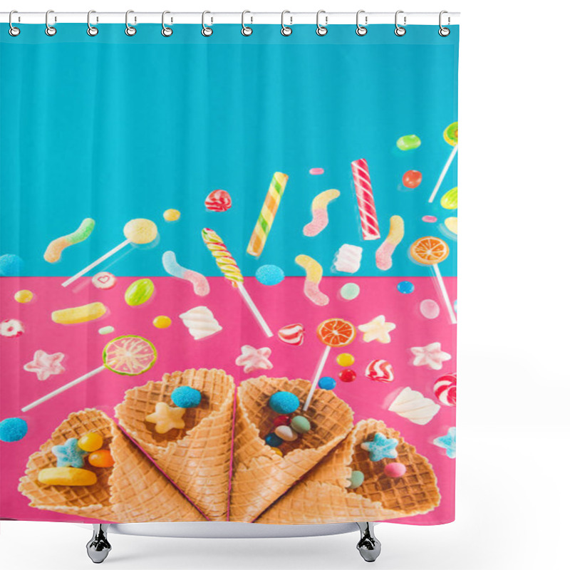 Personality  Waffle Cones And Candies  Shower Curtains