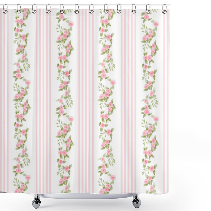 Personality  English Floral Pattern With Stripes Shower Curtains